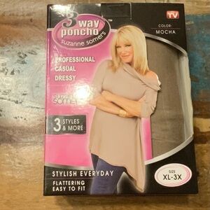🌸🌸 Suzanne Somers Mocha 3-Way Poncho